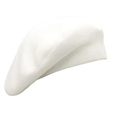 Wheebo French Beret Hat, Reversible Solid Color Beret Cap for Medium White