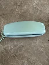 Vintage Trimline Desk Phone Aqua Blue Push Button