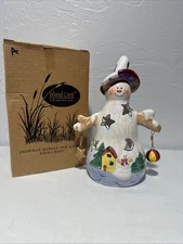Island Creek Trading Co. Snowman w/Redish hat Tea Light/Votive Holder Ceramic
