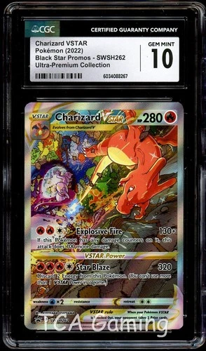 CGC 10 GEM MINT Charizard VSTAR 262 SWSH PROMO SWSH262 Pokemon Card 267