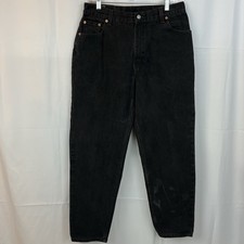 Y2K Women’s Levi’s Black Jeans Size 16 S 550 Relaxed Fit Tapered USA Made 1999