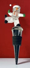 Glass Lighted Led Snowman Wine Bottle Stopper Works