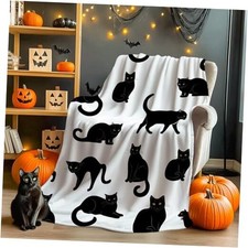 Blanket Throw Super Soft and Cozy 50 in x 40 in Small for Kids Black Cats