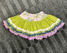 Matilda Jane SEA SALT Skirt SZ 6 Ruffled Green Tulle Layered Floral