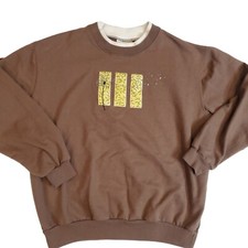 Vintage Dandelion Sweatshirt Brown Embellished Pullover Large Crewneck Granny