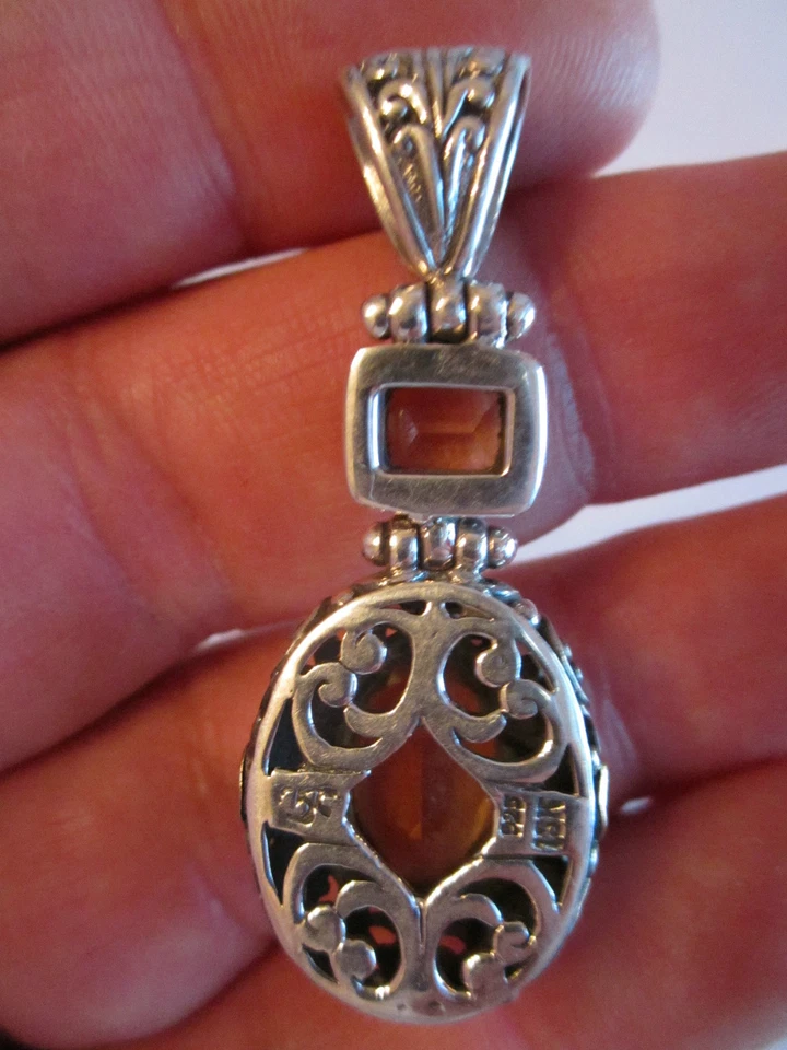 PINGENTE DE OURO 18K E PRATA ESTERLINA 10g TW - TOPÁZIO IMPERIAL - 2" X 3/4" CAIXA SCC - Imagem 4 de 4