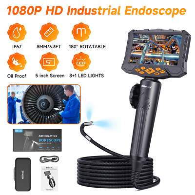8MM 5'' LCD Screen Articulating Borescope Industrial Endoscope Inspection Camera