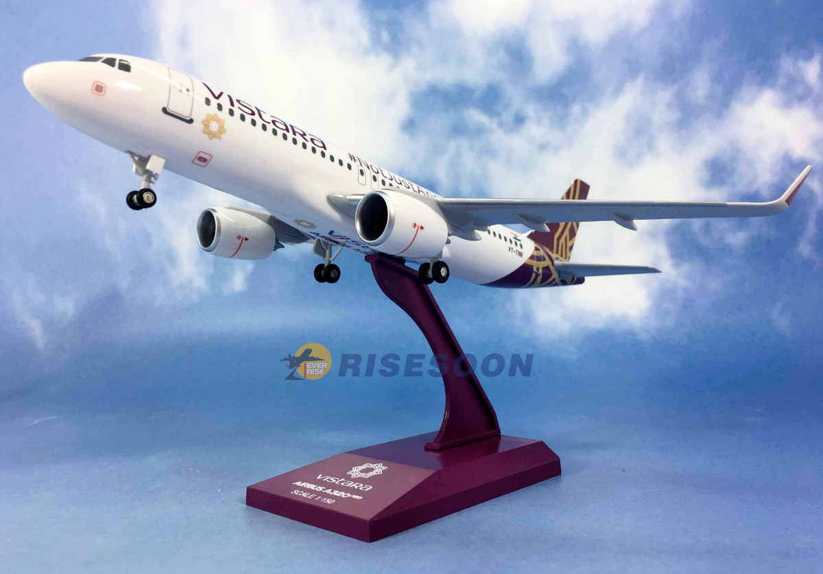 1:150 25CM RISESOON Vistara AIRBUS A320 Passenger Airplane ABS