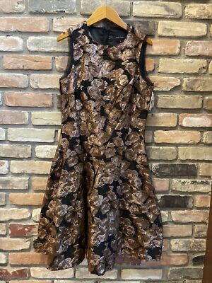 pink tartan Alvina black bronze brocade party dress fit n flare nwt
