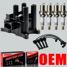 Brand OEM Ignition Coil & Iridium Spark Plug & Wires For Ford Ranger Mazda FD497