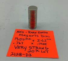 neodymium magnets 19.50mm X 2.60 (3/4 X .1024) 20 Pc. Lot 2128-D3