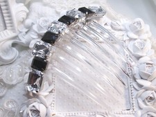 Black  Clear Large Rhinestones Statement French Hair Comb, Wedding Hair comb