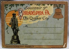 PHILADELPHIA PENNSYLVANIA SOUVENOR POSTCARD ALBUM FOLDER 16 VIEWS VINTAGE 1920s