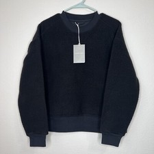 Everlane Black The ReNew Fleece Oversized Crew Teddy Sweatshirt Sz S NWT