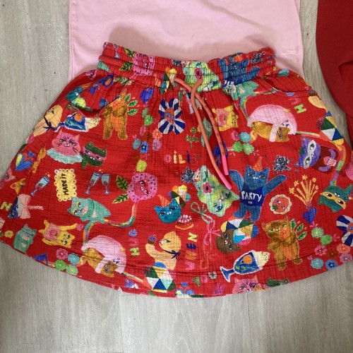 Oilily LOT Red Cat Party Skirt & Pink Tak T-shirt Logo & Top GIRLS Size 6 Read - Picture 2 of 4