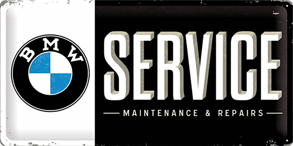 Bmw - Service Blechschild, 50 X 25 Cm, Gewölbt & Motiv Geprägt
