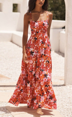 Anthropologie Tiare Hawaii Maxi Dress Floral Kailani Preppy Boho Medium NWT
