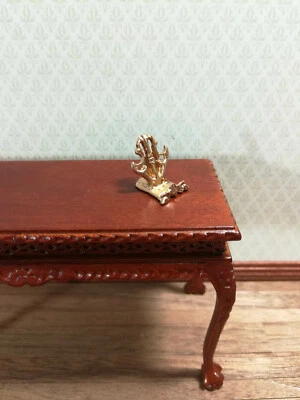 ISLAND CRAFT Dollhouse Miniature Plate Stand Holder Gold 1:12 Scale Painted Metal