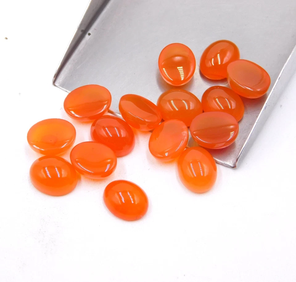 Natural Red Onyx Oval Cab Lot Loose Gemstone 8x10 MM For Jewelry Making P-3146 - Image 2 of 4