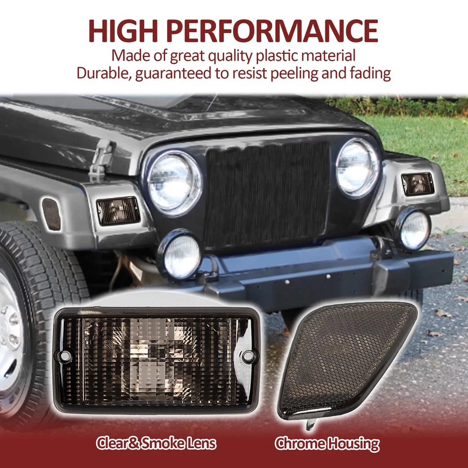 Para Jeep Wrangler TJ 1997-2006 luz de señalización de parachoques de humo guardabarros lateral 4 piezas Foto 3 de 4