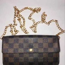 Authentic Louis Vuitton Damier Ebene Sarah Crossbody Wallet Pre-loved