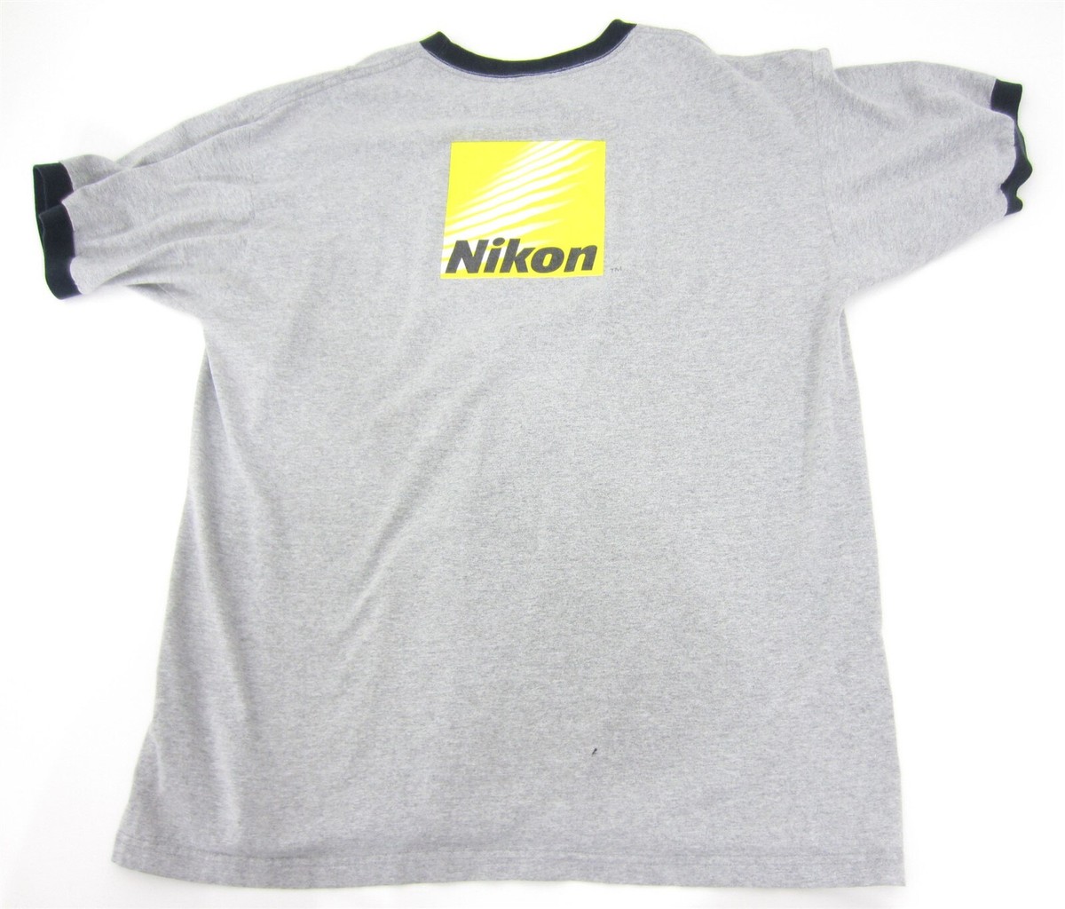 Mens Nikon CoolPix Short Sleeve Gray T-Shirt Ringer Size XL 