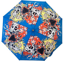 Ed Hardy Skull Spade Automatic Open Automatic Close Compact Umbrella