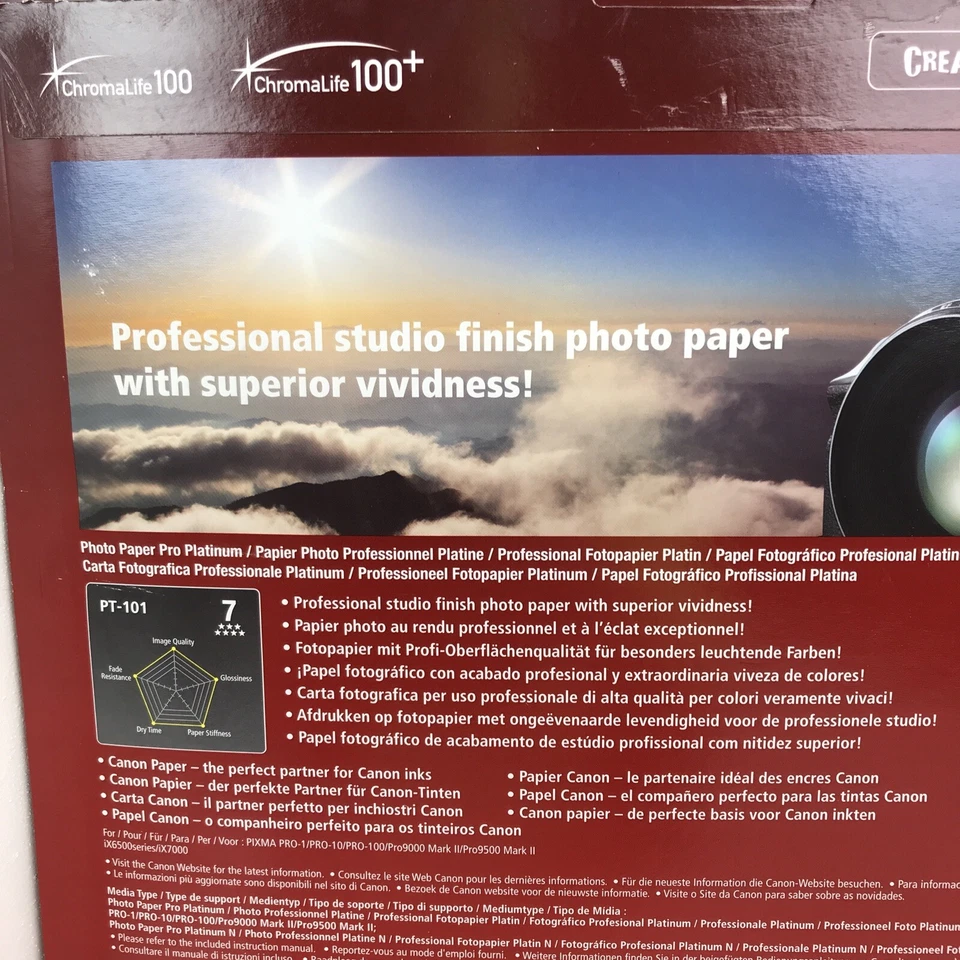 Canon Pro Platinum High-Gloss Photo Paper (13x19"), 20 Sheets #2768B018 Open Box - Image 3 of 3