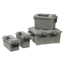 Four-Can Assorted Ammo Can Crate Set, OD Green, Plastic, Stackable Storage Boxes