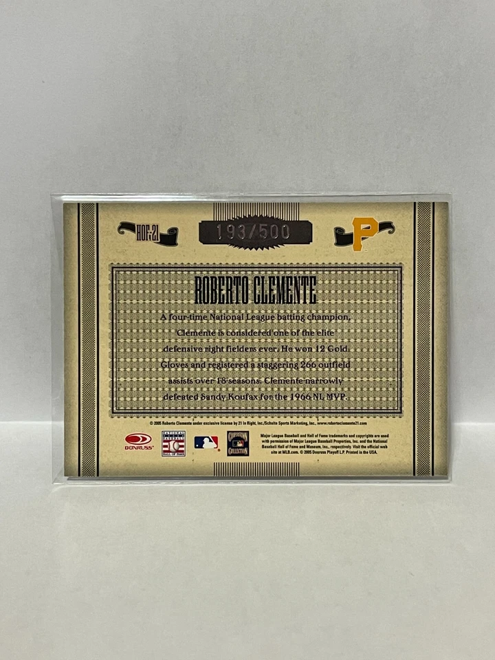 Timeless Treasures 2005 patio plata #21 Roberto Clemente #d/500 Foto 2 de 2