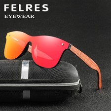 Unisex Wood Polarized Sunglasses Wooden Temple Frameless Square Glasses New