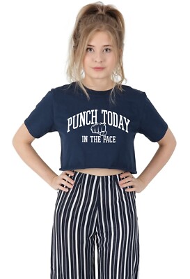 Punch Today In The Face Crop Top T-Shirt lustig Gym Fitness Motivation Gewichtheben