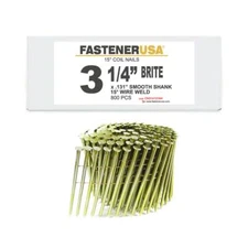3-1/4" x .131 SMOOTH BRITE COIL NAILS 15-DEG WIRE 800ct | CN314131M4