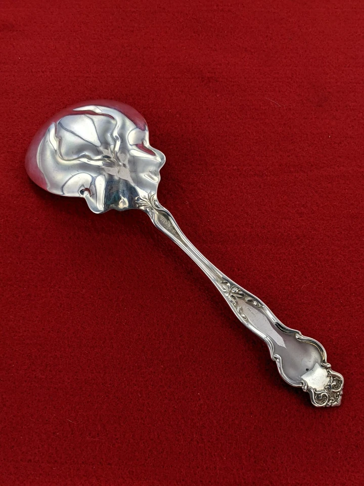 Cuchara de bayas Wallace Silversmiths 1902 plata esterlina irlandesa 8 1/2" Foto 4 de 4