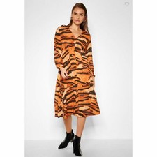 Tiger Print Dress Animal Viscose US 6 Or Medium