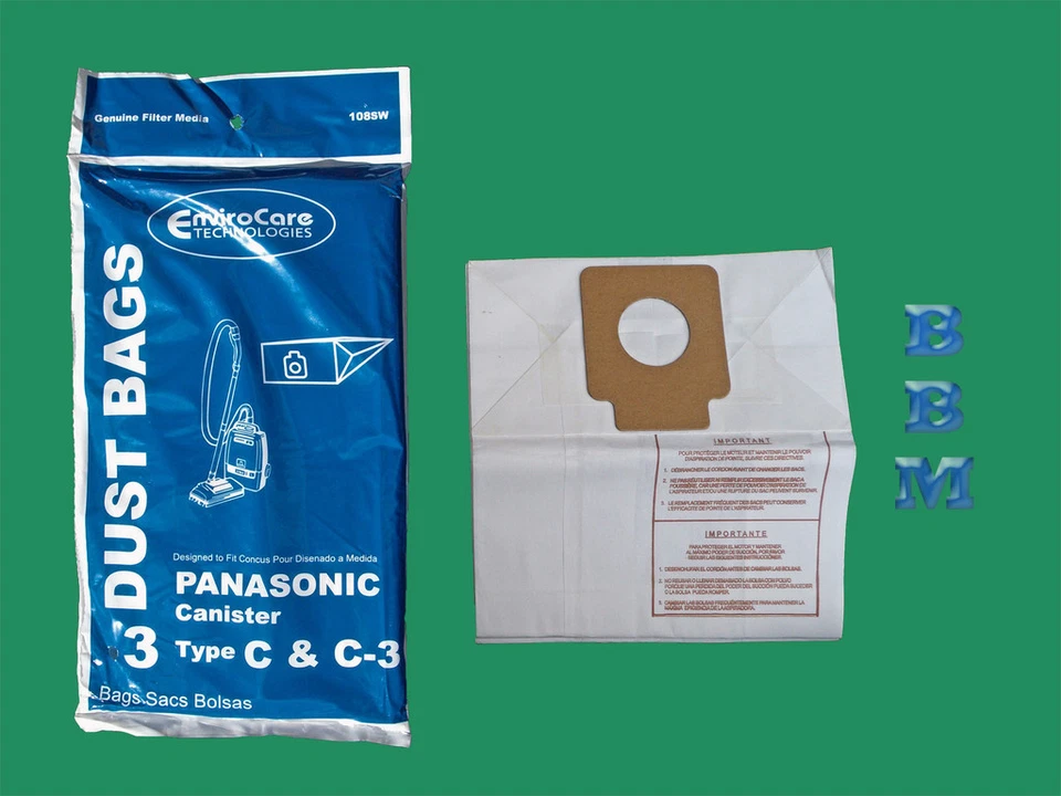 ENVIROCARE 3 Bags Panasonic Type C C1 C3 MC125P Canister Vacuum Cleaner Bag MC881 883 7310
