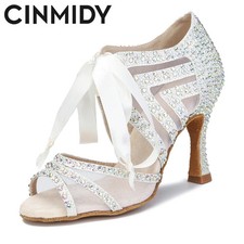 Ballroom Dance Shoes with Rhinestone Tango Shoes High Heels Latin Indoor Sandals