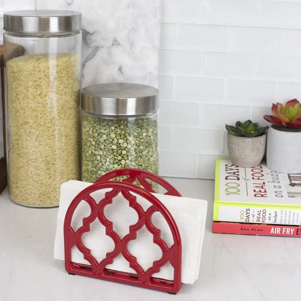 Soporte para servilletas de hierro fundido Home Basics Lattice Collection (rojo) rojo  Foto 2 de 2