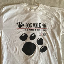 Vintage 90s Dog Walk For Cancer Tee XL 1996 *clean