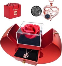 Preserved Red Rose with Necklace Gift for Mom Grandma Mother  s Day Birthday Gift