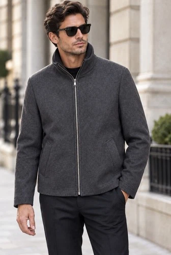 Cardinal Of Canada Wool Men’s Charcoal Jacket Sz S Full Zip Quilted Interior - product listing photo