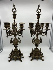Vintage Brass Candelabra Brevettato Baroque  Rococo 5 Arm 17 " Large