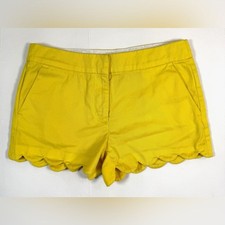 CREWCUTS J. Crew Girls' Yellow Scallop Hem Chino Shorts Preppy Spring Size 10