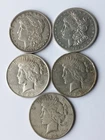 Lot Of 5 **SILVER** Dollars Peace /Morgan   90% *SILVER* $5.00  Face **SILVER**