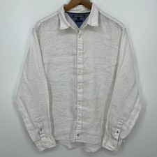 Tommy Hilfiger Long Sleeve Button Shirt Men's XL White Polka Dot Premium Linen