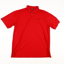 Nike Golf Dri-Fit 2-Button Polo Shirt Mens XL Reg Short Sleeve Solid Red