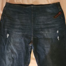 No Boundaries High Rise Pull On Flare Distressed Blue Stretch Jeans