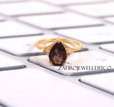 Natural Quartz Ring, Wedding Ring, 925 Sterling Silver, Smoky Quartz, Gift Her