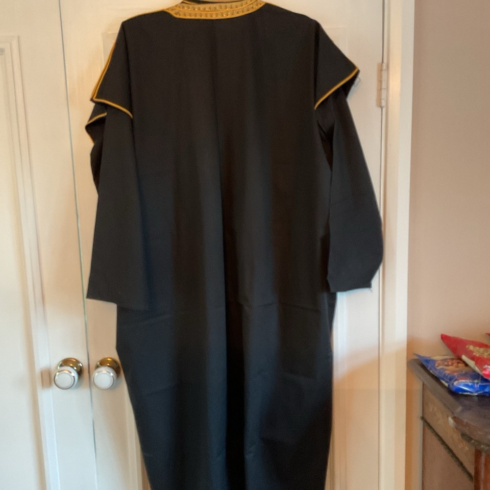 Egypt Robe Mens Black gold Egyptian Cotton Robe And Coat With Hat Size XL | eBay UK