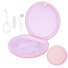 Retainer Case, Slim Aligner Cases for Invisalign, Mouthguard Case with Pink
